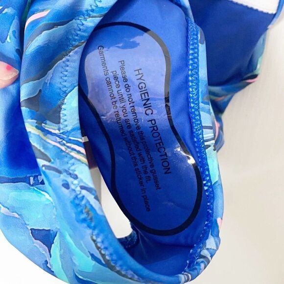 Ekouear Blue Leaf Print Women's One Piece Swimsuit - Picture 10 of 10